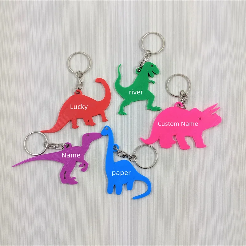 3D Printing Stainless Steel - Aangepaste naam sleutelhangers 3D-geprint dinosaurusontwerp Gepersonaliseerde