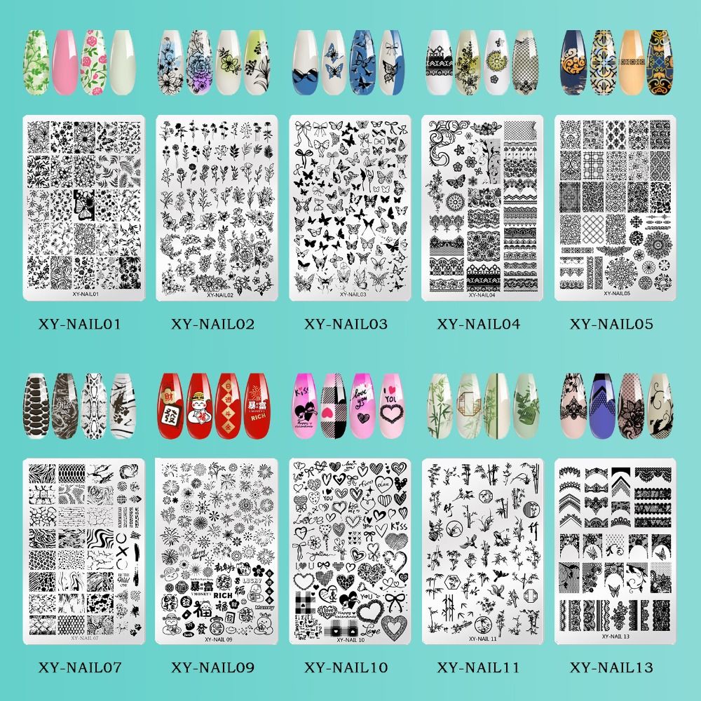 3D Printing Stainless Steel - NIEUW Roestvrijstalen nagelprintplaat Herbruikbare manicure nageloverdrachtsjabloon