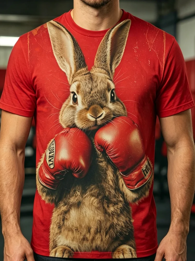 3D Printing Rabbit - 3D Boksende Konijn Print Heren T-shirt