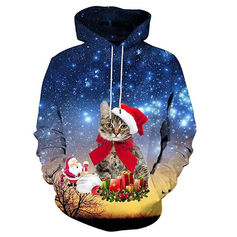 Santa Claus Cat Pattern Hoodie - 3D Printing Rabbit recensie en prijs