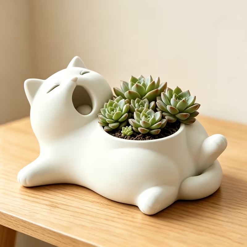 Schattige witte kat die giekt, - 3D Printing Pot recensie en prijs